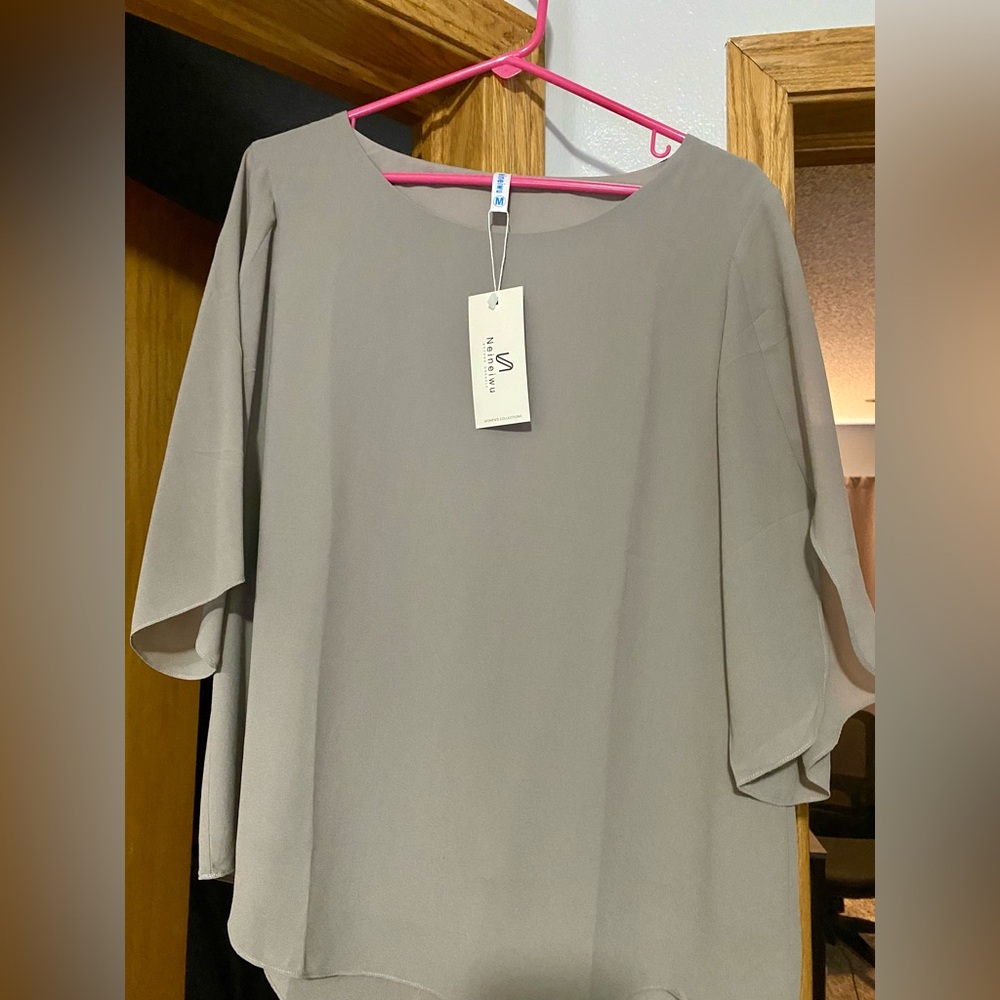 Ladies blouse new size medium grey